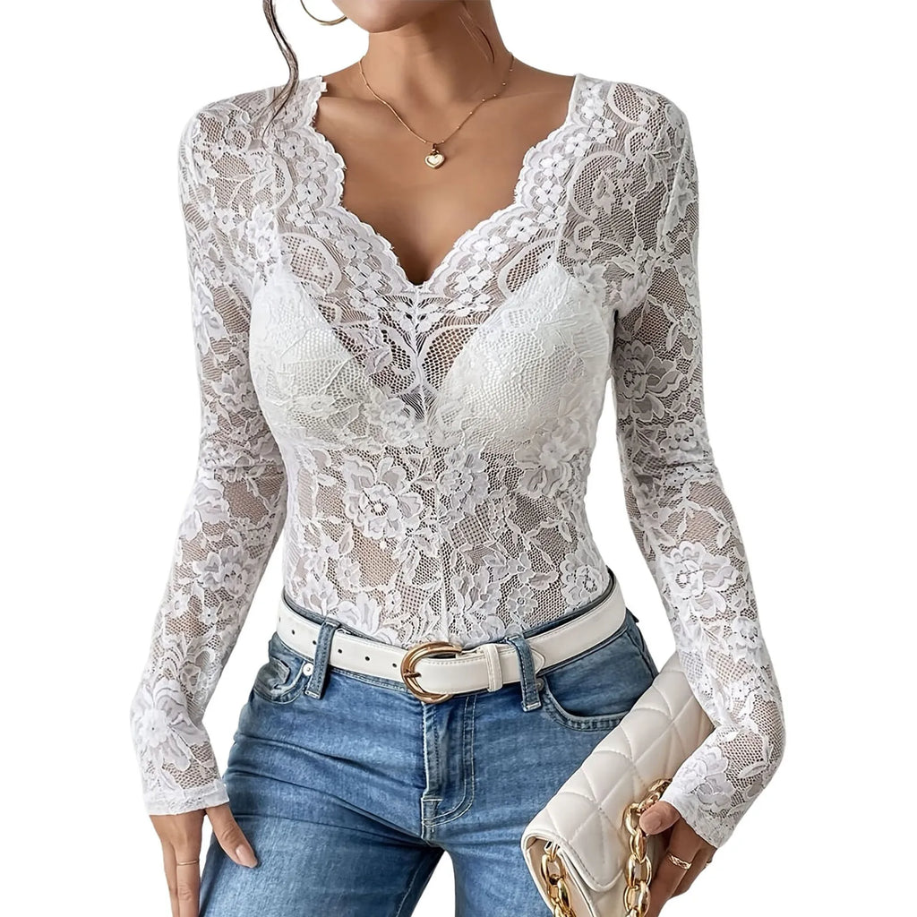 Lace V Neck Blouse