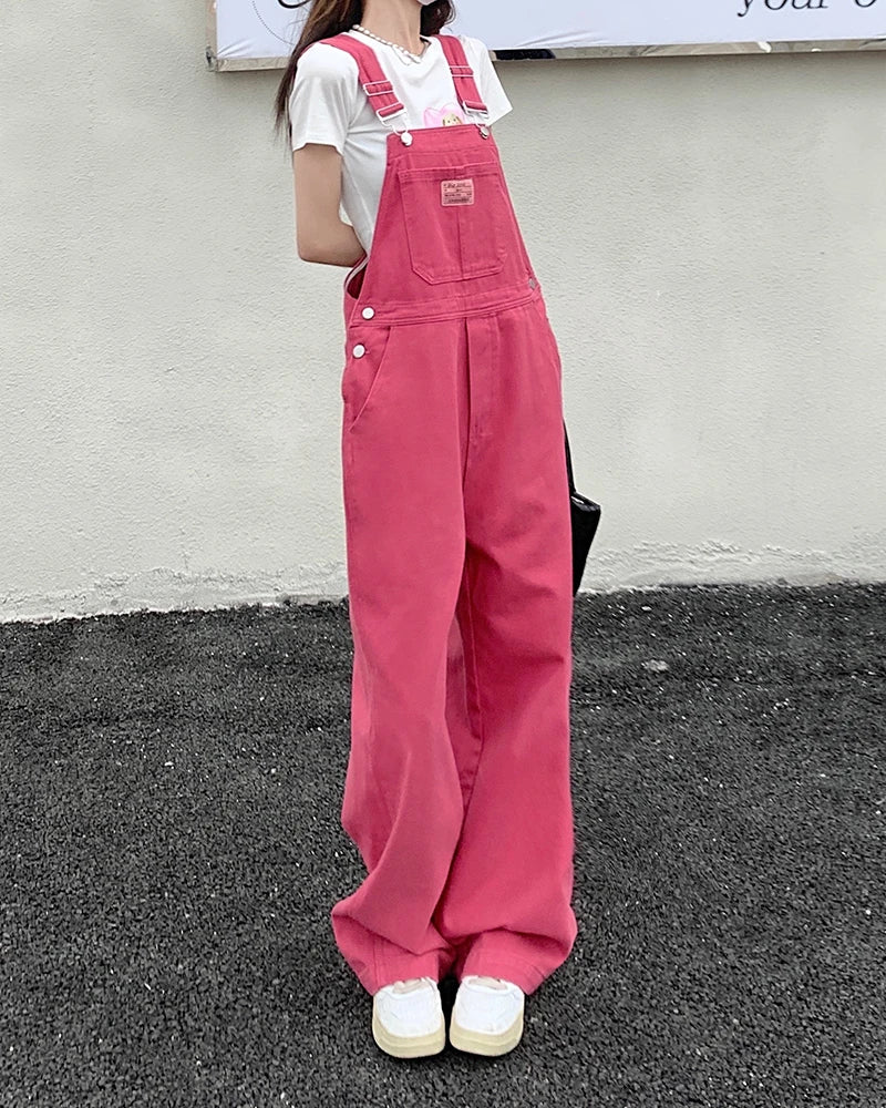 Pink Denim Overalls