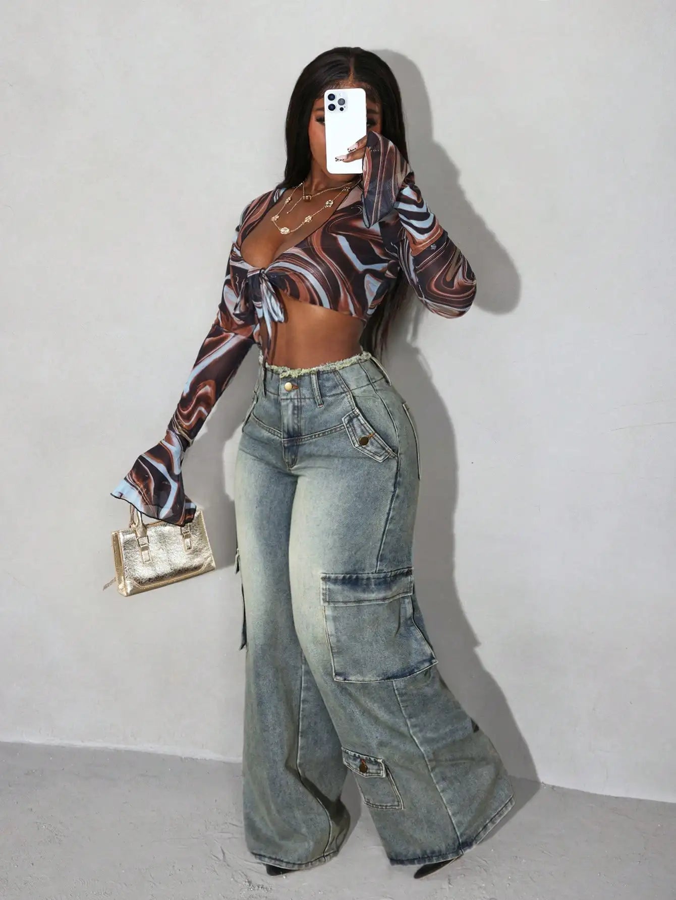 Wide Leg Cargo Jeans
