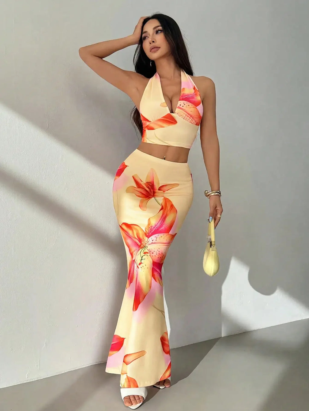 Floral Halter Skirt Set
