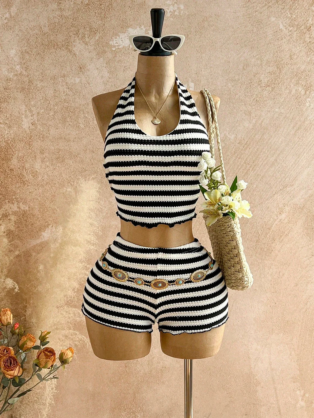 Striped Halter Set