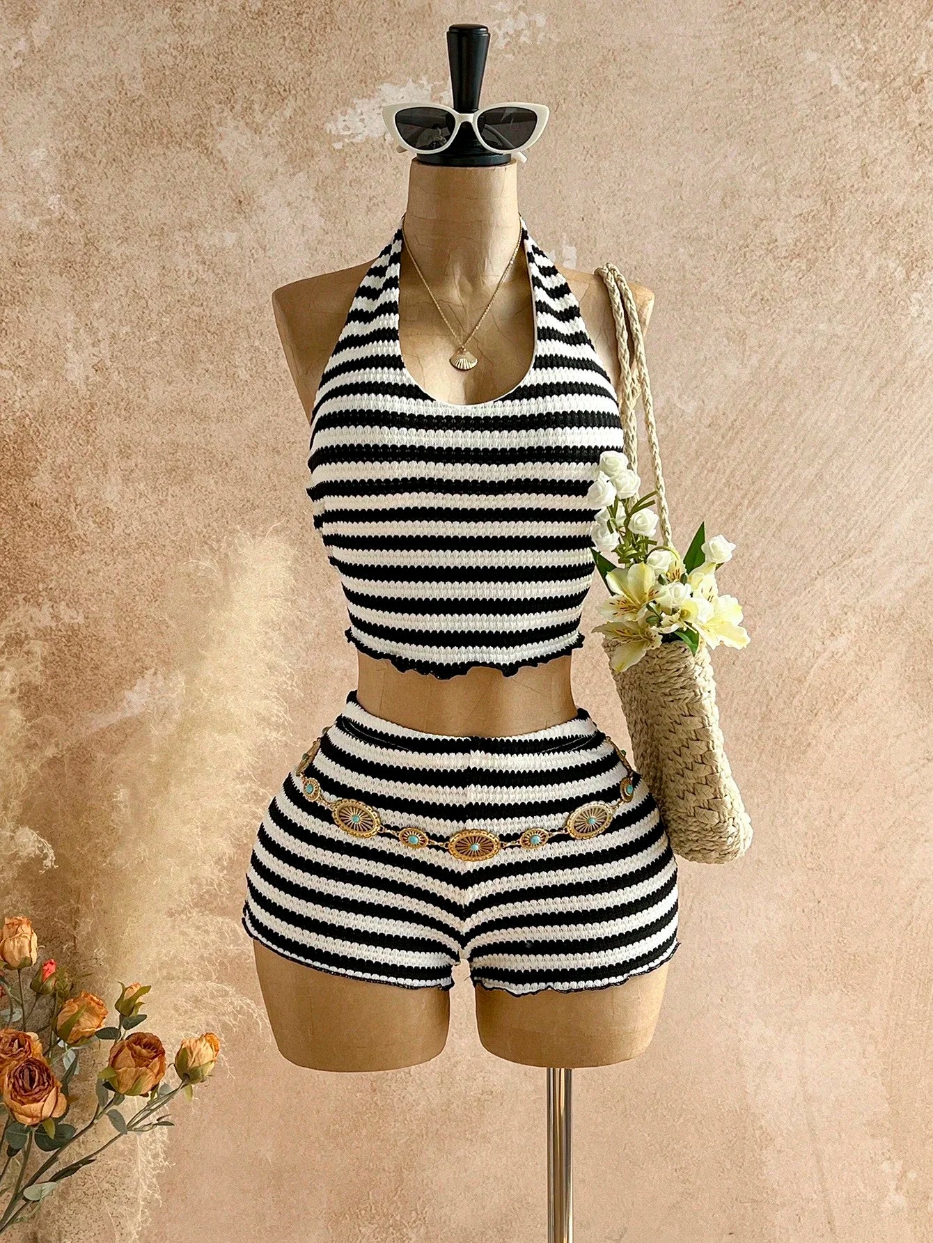 Striped Halter Set