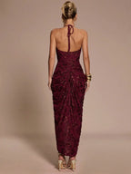 Lace Halter Slit Dress