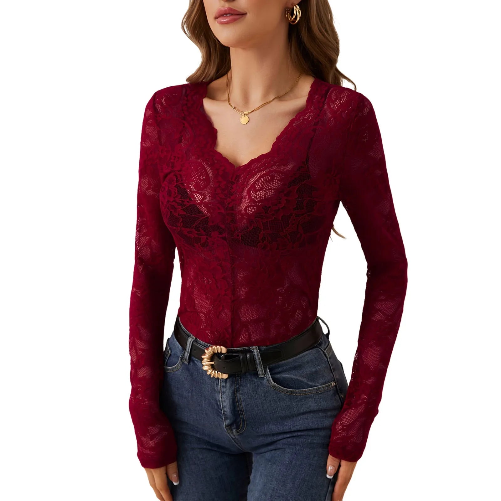 Lace V Neck Blouse