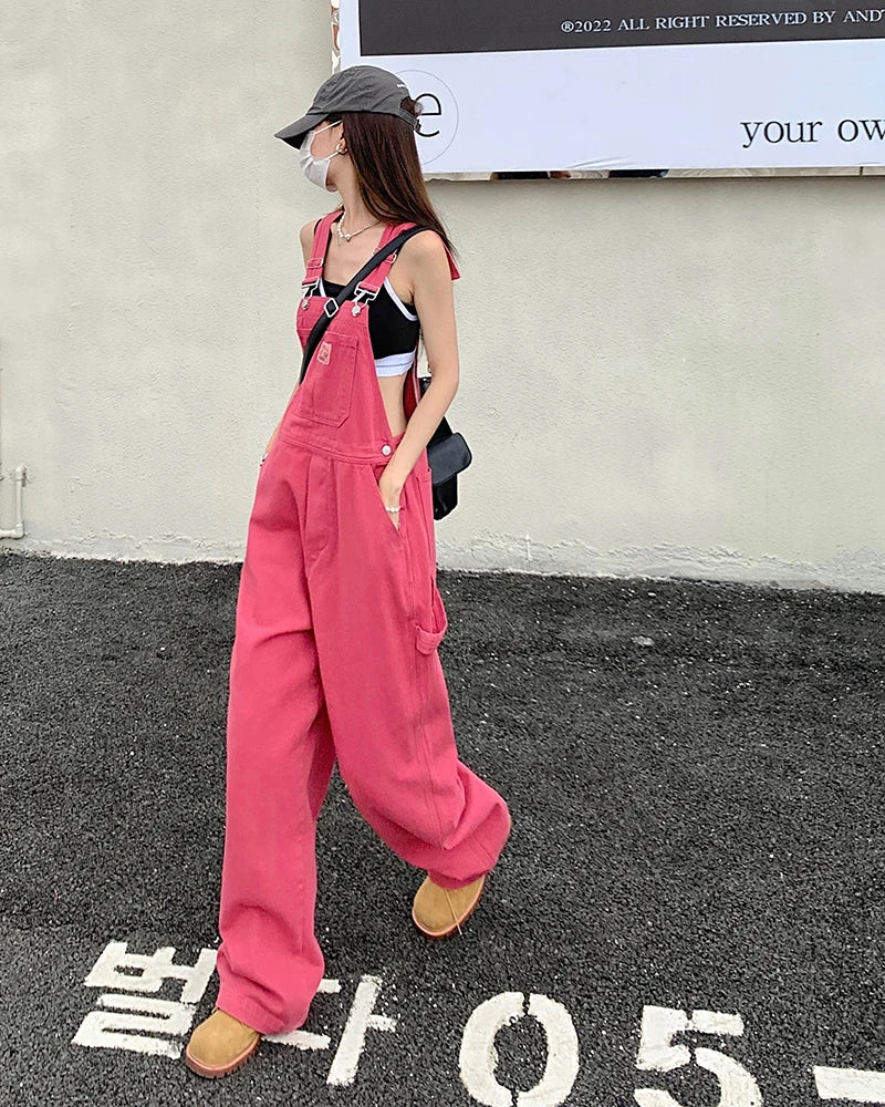 Pink Denim Overalls