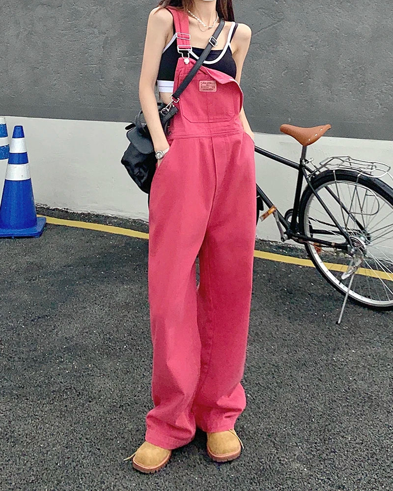Pink Denim Overalls