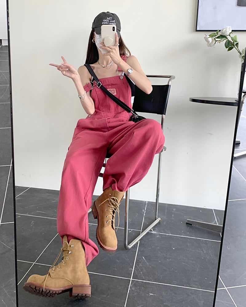 Pink Denim Overalls