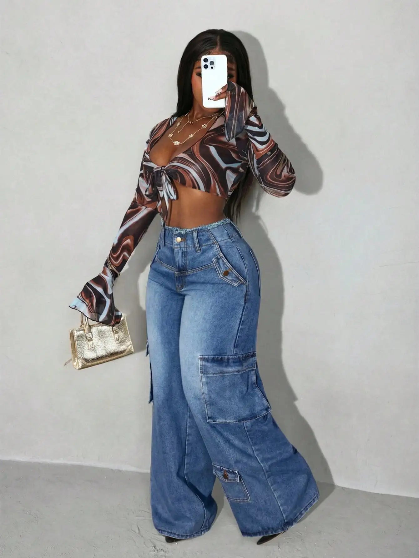 Wide Leg Cargo Jeans