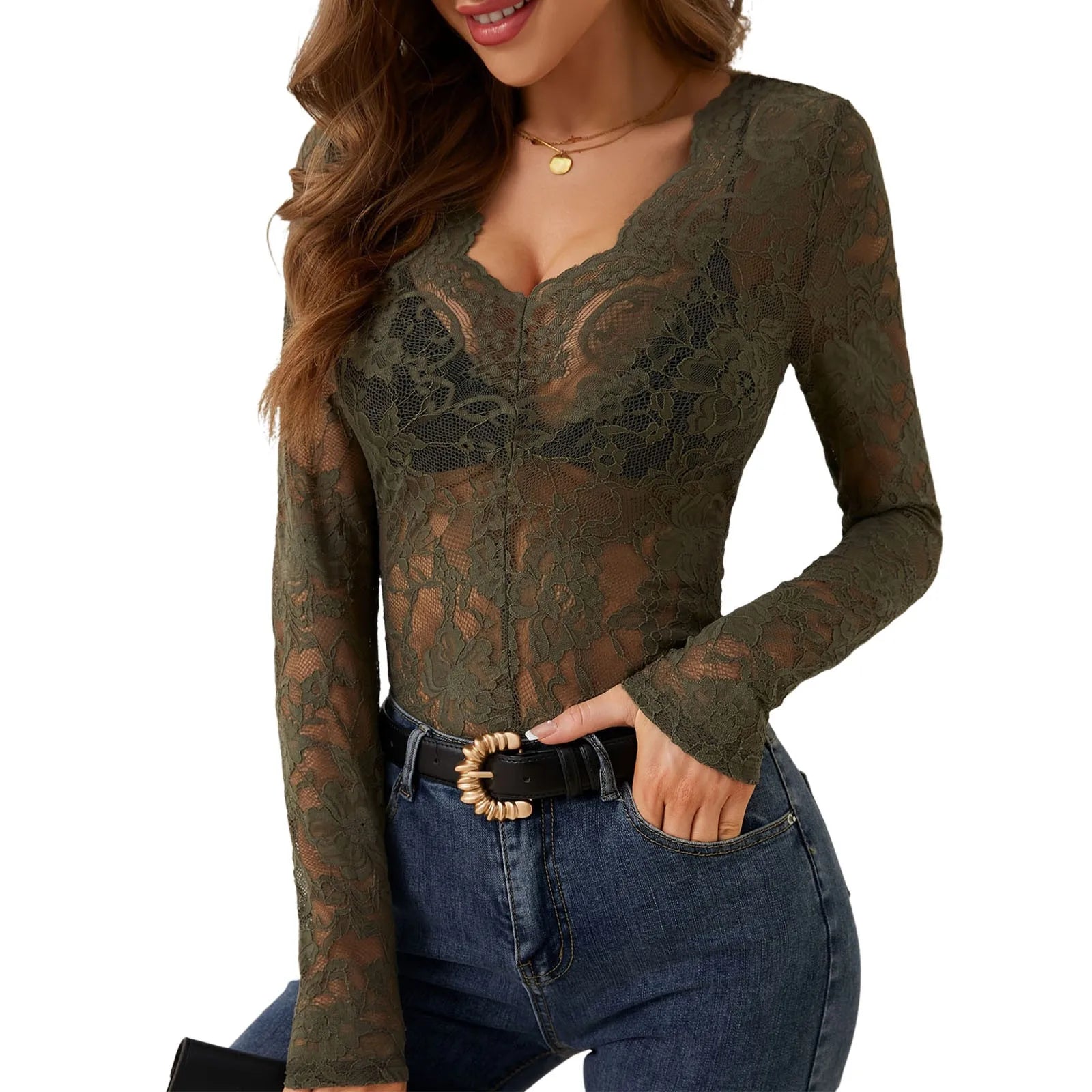 Lace V Neck Blouse