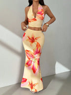 Floral Halter Skirt Set